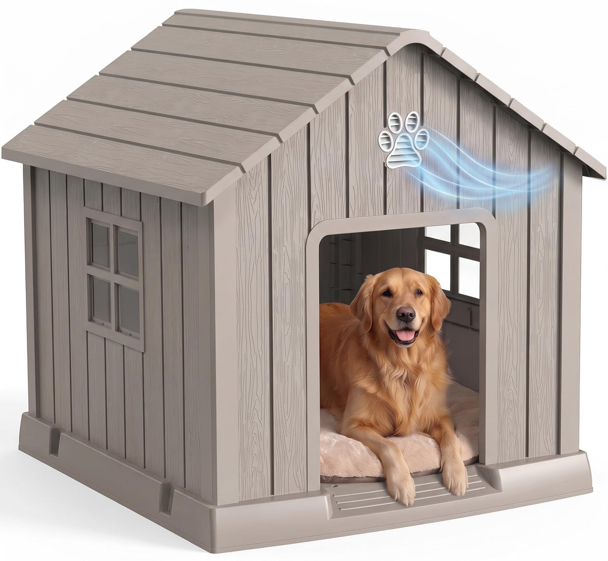 43 Inch Large Dog House Outdoor/Indoor,Plastic,Blue