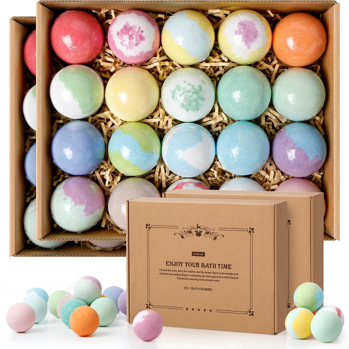 ZenBombs Bath Bombs Set, Natural Shea Butter & Safe Oil Bath Bomb