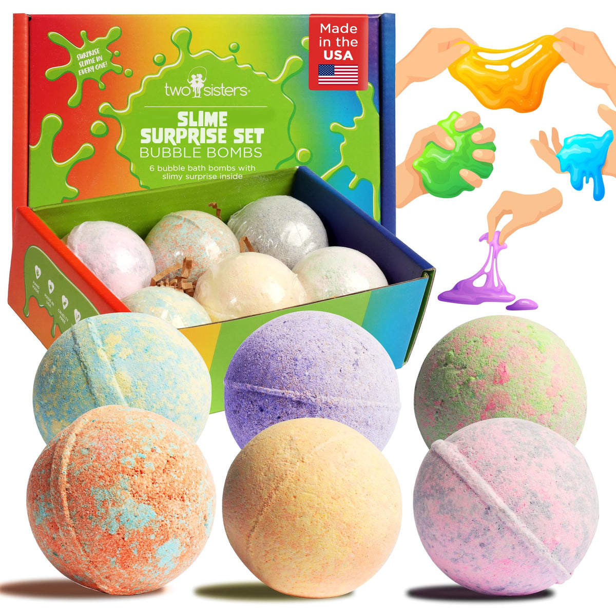 Superhero Bath Bombs for Kids with Surprise Hero Toys Inside, 6 Pack