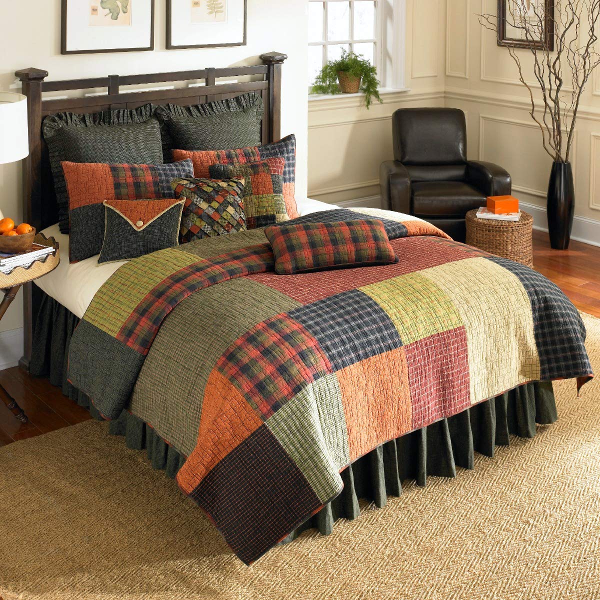 Donna Sharp Cotton Twin Quilt, Woodland Square, 69" x 90"