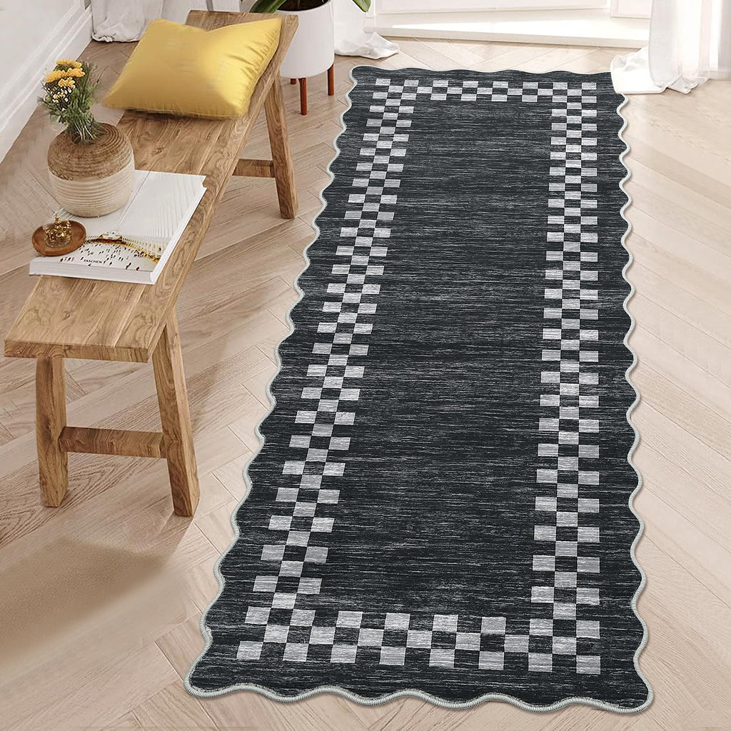 GarveeHome 5x7 Washable Area Rug Checkered Rug for Bedroom Living Room