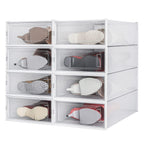 8-Piece Boot and Shoe Storage Box, Stackable Clear Plastic Shoe Box, Space-Saving Shoe Organizer for Boots, Sneakers, and High Heels, Clear