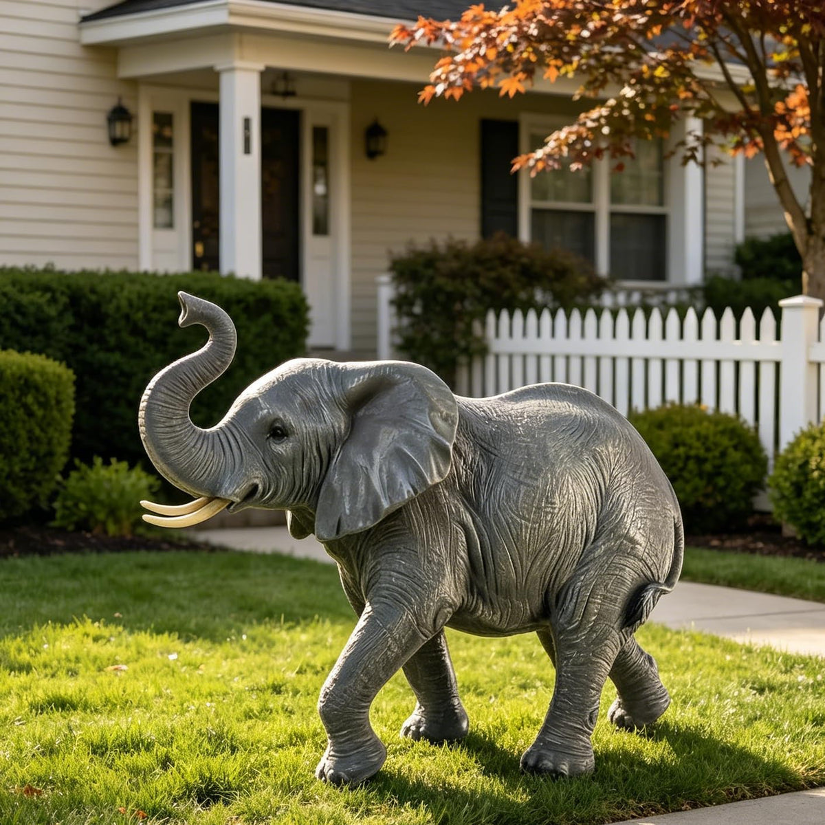 12.6 Inch Hippopotamus Garden Statue, Realistic Resin Outdoor Sculpture for Yard Lawn Patio Porch Decor, Grey