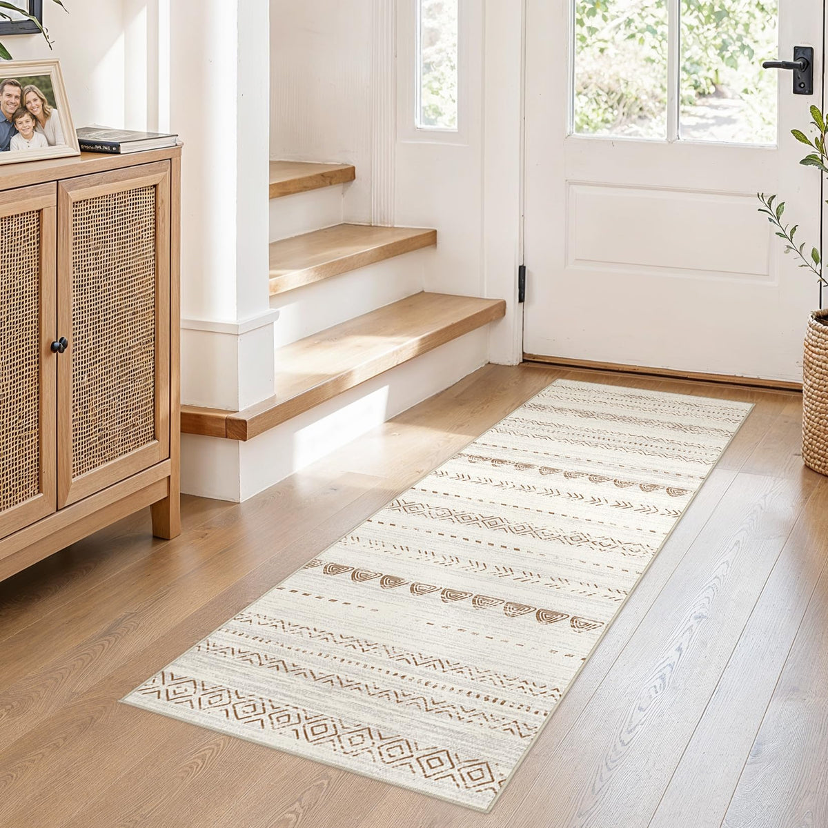 Nakagishi Boho 8x10 Area Rug Living Room Rugs Machine Washable Beige