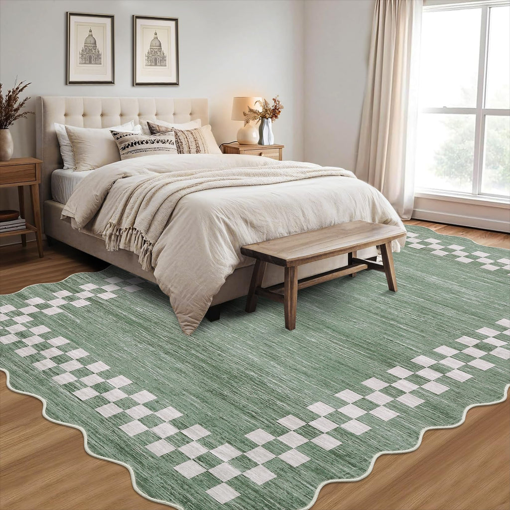 GarveeHome 5x7 Washable Area Rug Checkered Rug for Bedroom Living Room