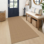 EARTHALL Woven Area Rugs 6x9 Ft Washable Living Room Rugs Non Slip Rubber Backed Dining Room Rug Braided Bedroom Rugs Indoor Floor Carpet for Living Room, Bedroom, Dining Room, Beige/Ivory