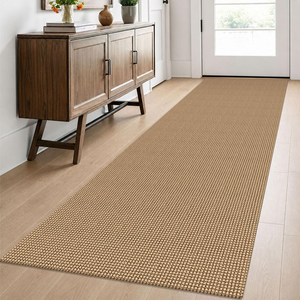 EARTHALL Woven Area Rugs 6x9 Ft Washable Living Room Rugs Non Slip Rubber Backed Dining Room Rug Braided Bedroom Rugs Indoor Floor Carpet for Living Room, Bedroom, Dining Room, Beige/Ivory