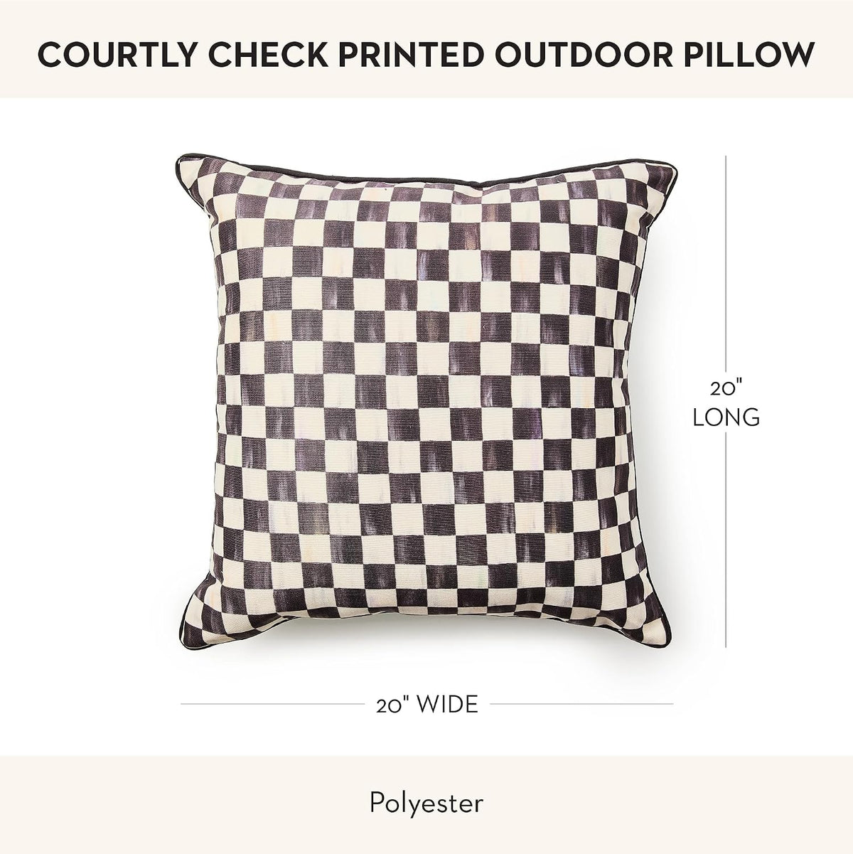 MACKENZIE-CHILDS Outdoor Pillow, 20x20, Black-and-White Courtly Check