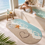 LUMI Beach Bathroom Rug Oval Soft Microfiber Absorbent Bath Mat 30x60