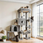 Hey-brother Cat Tree Tower with 3 Condos, Step Climbing Pathway MPJ081G