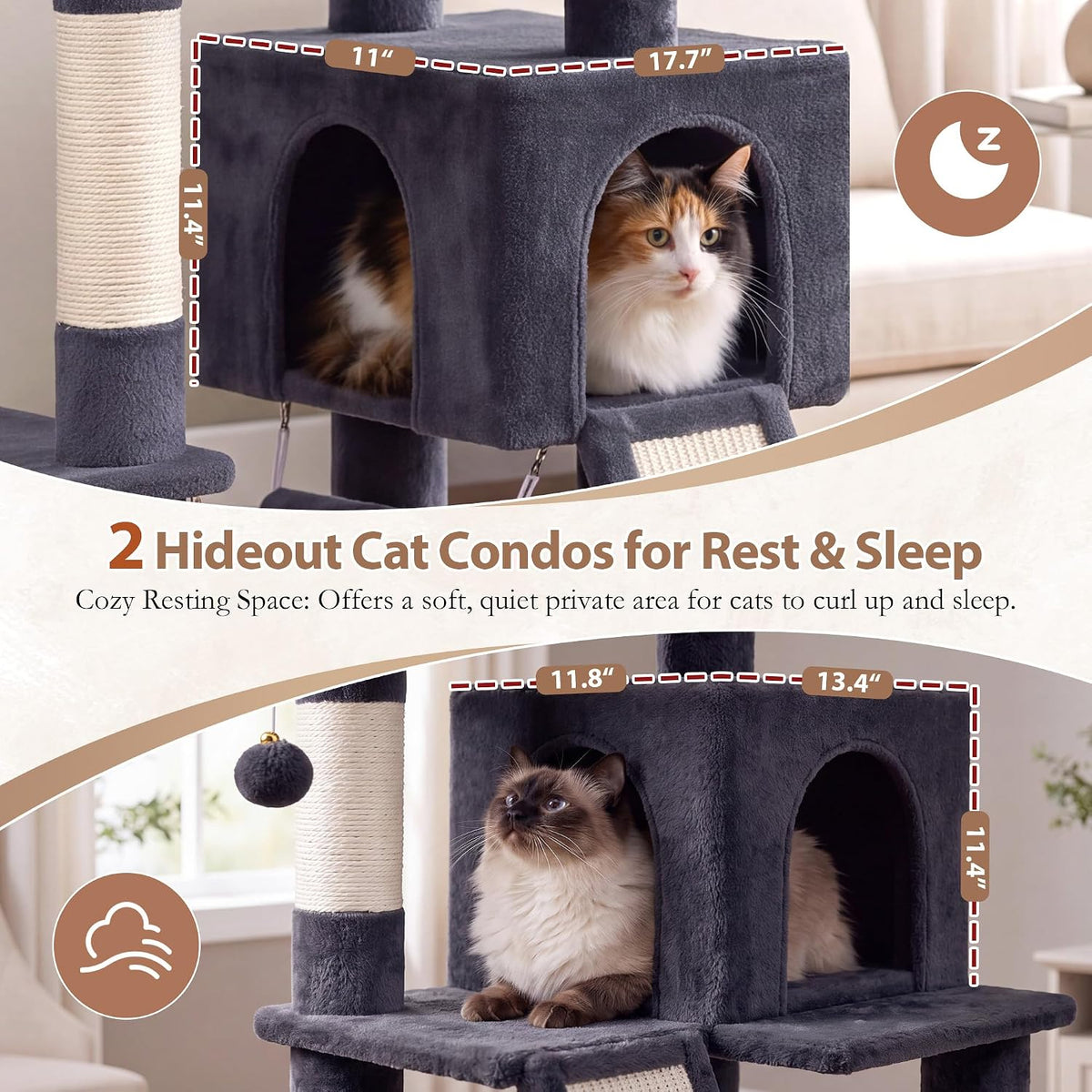 Gitelsnour Cat Tree, 71'' Tower for Large Cat with Scratching Post, GCT032G