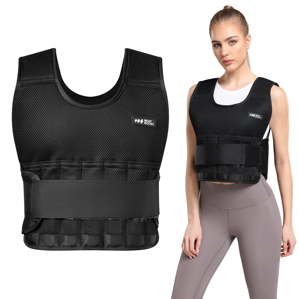 Beatboost Weighted Vest Men,20lb/30lb/40lb/50lb/60lb Adjustable Weight Vest