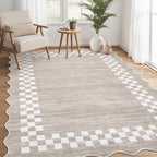 GarveeHome 5x7 Washable Area Rug Checkered Rug for Bedroom Living Room