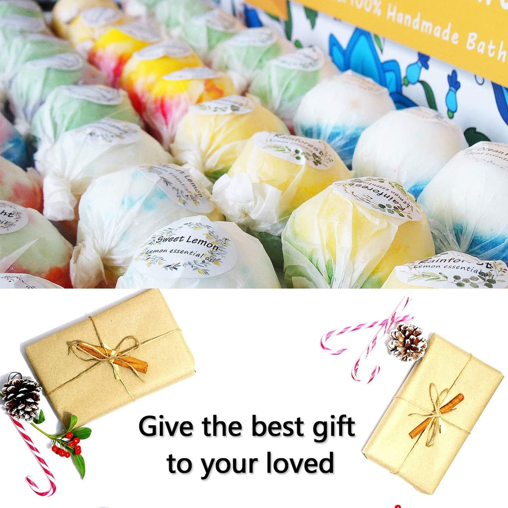 Bath Bombs Gift Set, 50 Handmade Bulk Bath Bombs for Kids, Women, Men