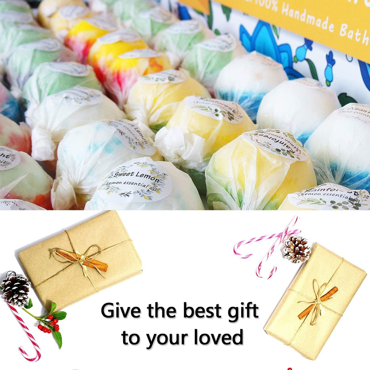 Bath Bombs Gift Set, 50 Handmade Bulk Bath Bombs for Kids, Women, Men
