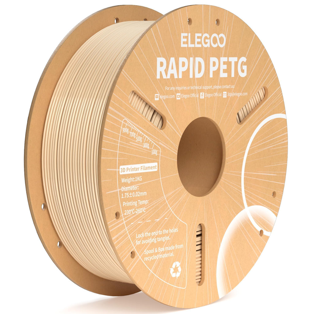 ELEGOO Rapid PETG 3D Printer Filament 1.75mm Black 10KG Bulk