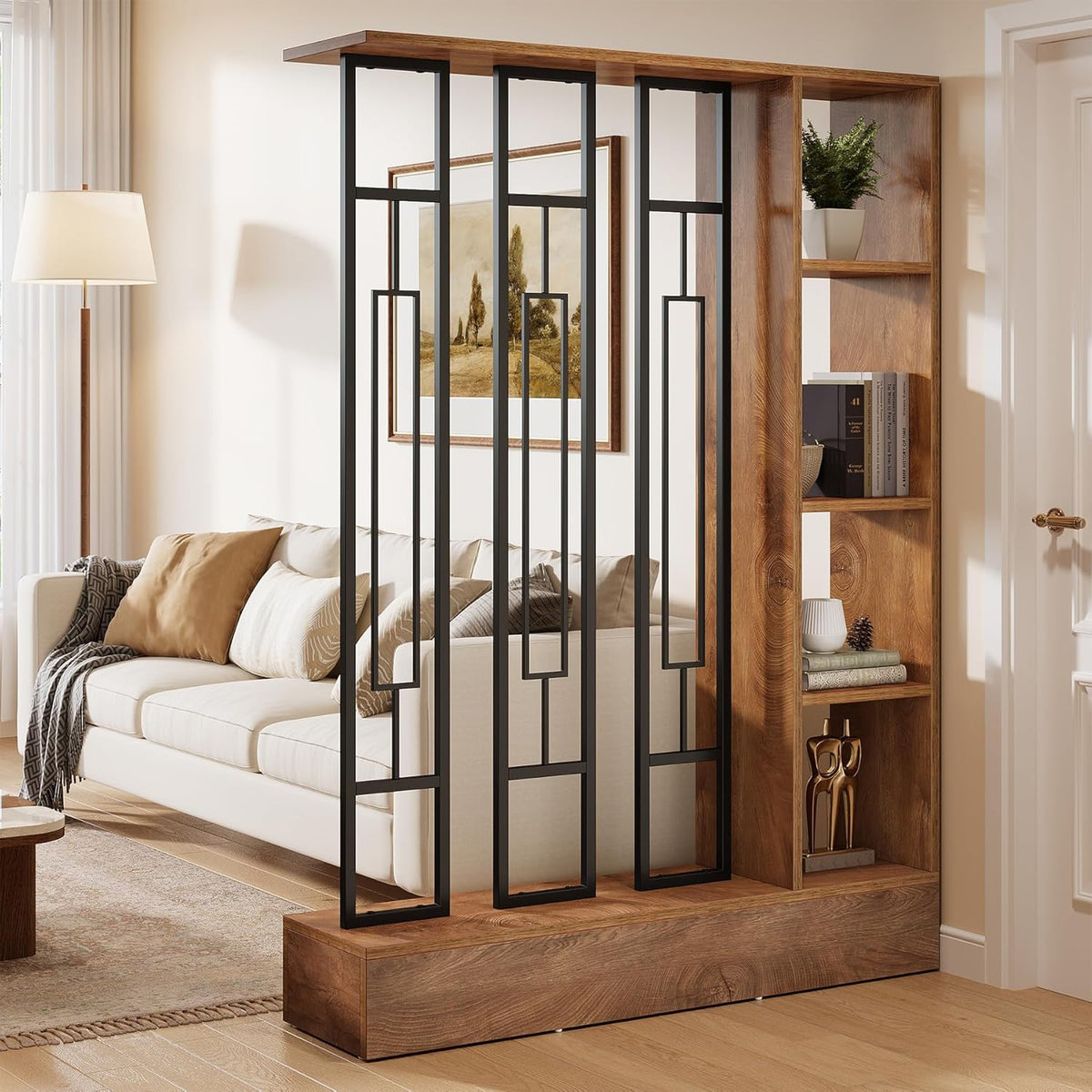 Tribesigns Room Divider with Shelves, 71" Freestanding Storage Room Divider