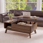 Lift Top Coffee Table, Fluted Hidden Storage Table for Living Room, Walnut
