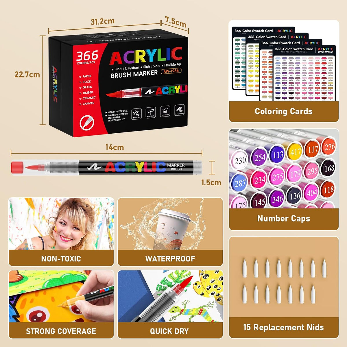 366 Colors Acrylic Paint Marker with Automatic Ink Control System