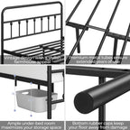 Yaheetech Queen Metal Platform Bed Frame, Victorian Headboard & Footboard