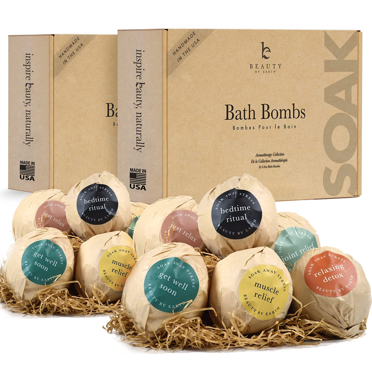 Bath Bombs Gift Set - USA Made with Organic & Natural Ingredients