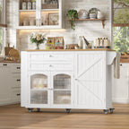 FINETONES 52" Kitchen Island with Storage, Rolling Kitchen Carts on Wheels