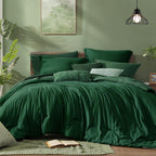 Monbix King Size Comforter Set Olive Green 7 Pieces Bed in a Bag