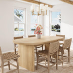 GarveeHome 63" Long Oval Dining Table with Wooden Base for 4-6 People