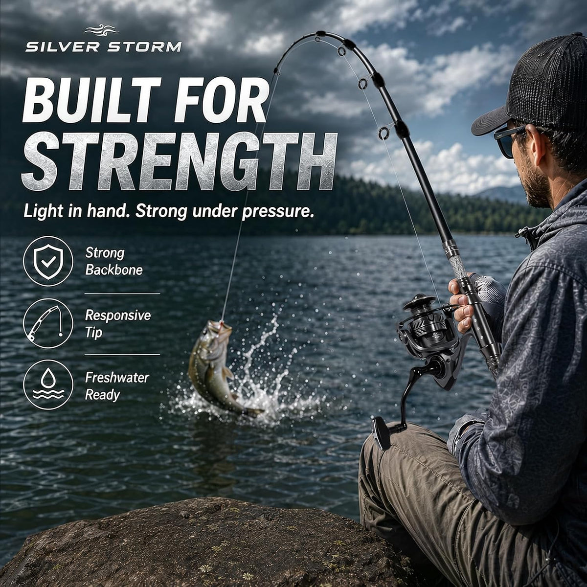 Fishing Rod and Reel Combo Kit—Telescopic Fishing Rod, Collapsible Fishing Rod, Portable Fishing Set w/Tackle Box, Lures & Bag, 4.2oz Carbon Fiber, 5.2:1 Anti-Twist Reel, Freshwater/Light Saltwater