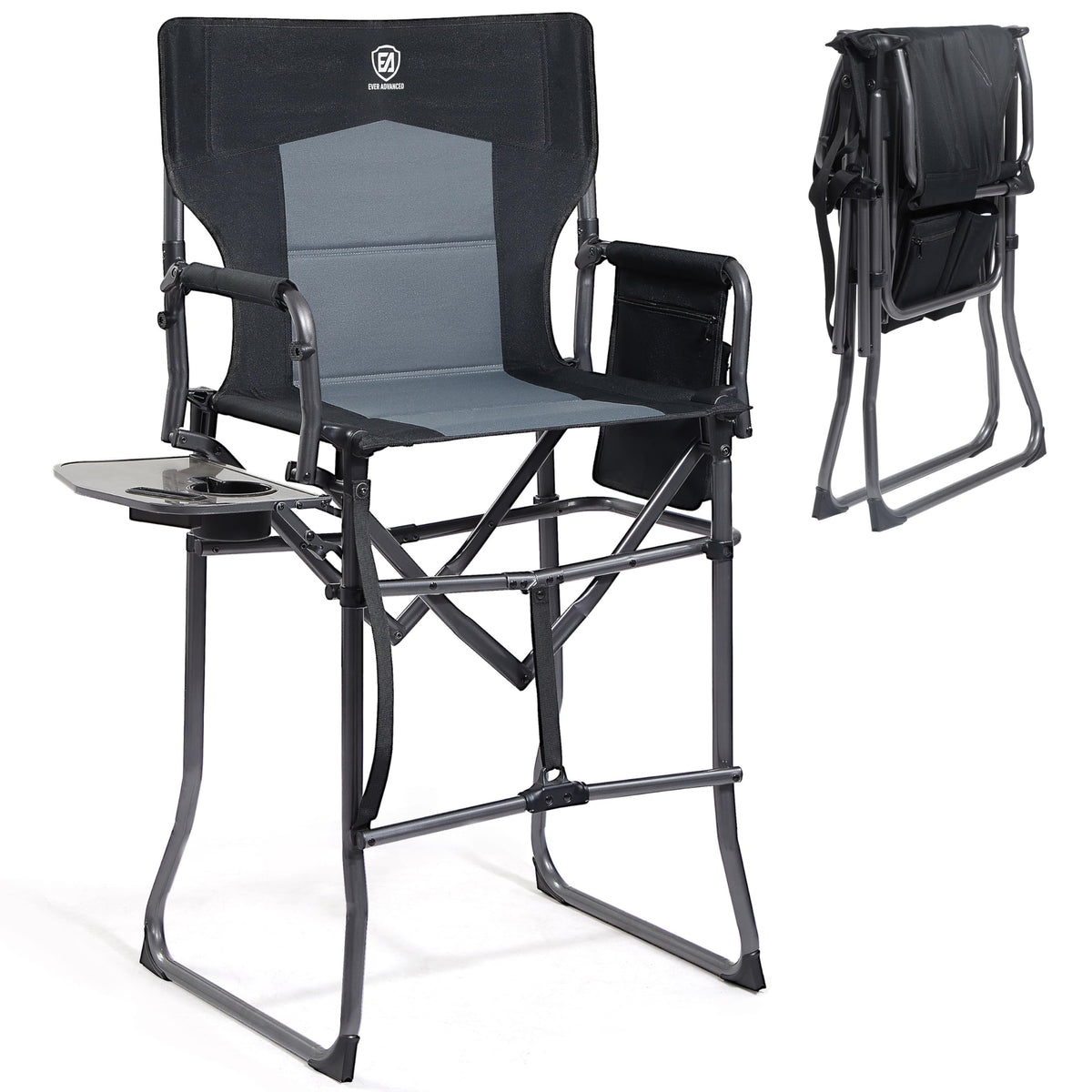 EVER ADVANCED Portable 30.7" Seat Height Tall Camping Directors Chair