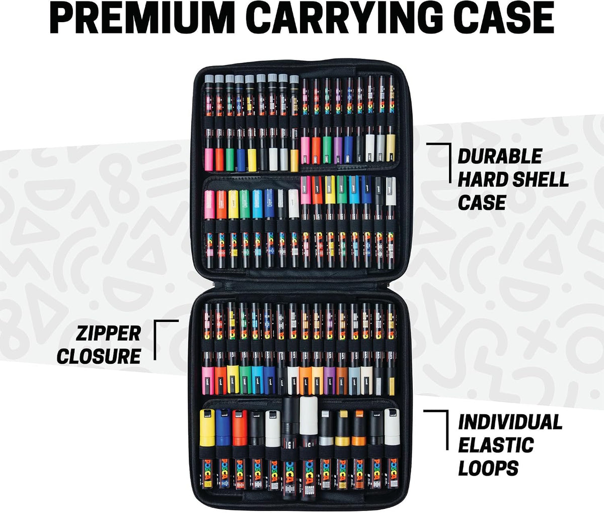 Posca Exclusive Acrylic Paint Markers Gift Set of 62 with Case, Great for Kids and Adults, For Coloring Decorations, Canvas, Glass or Wood, Includes 350, 1MR, 1M, 3M, 5M, 7M, 8K, & 17K