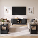 Living Room Table Sets of 2, Oval TV Stand and Coffee Table Set