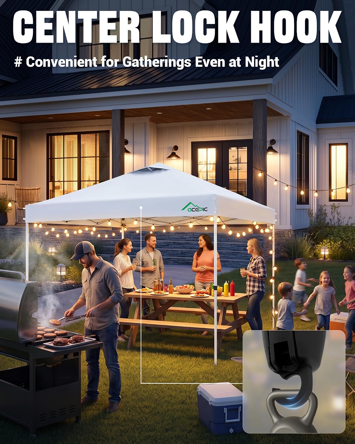 Acepic 10x10 Pop Up Canopy Tent, Easy Setup Portable Shelter, White, 10*10