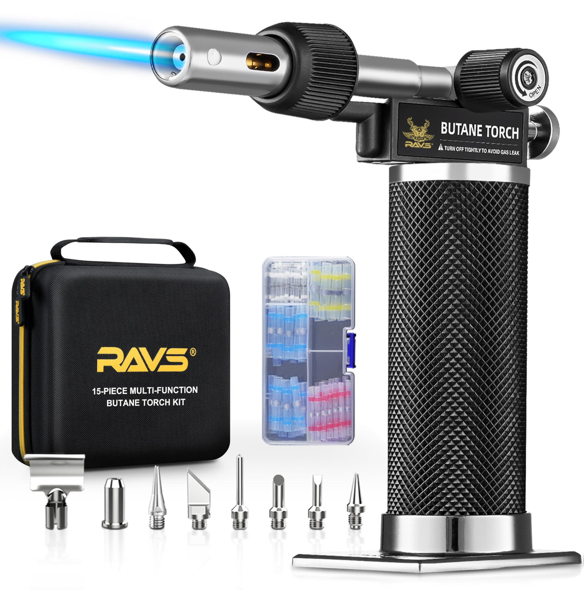 RAVS Butane Soldering Iron Kit, 14-Piece Multi-Function Butane Torch Kit
