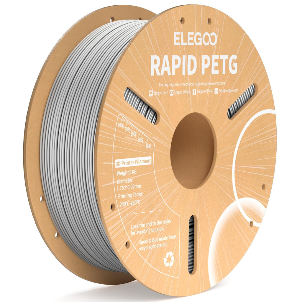 ELEGOO Rapid PETG 3D Printer Filament 1.75mm Black 10KG Bulk