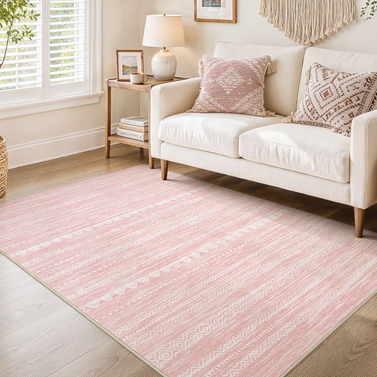 Nakagishi Boho 8x10 Area Rug Living Room Rugs Machine Washable Beige