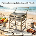 Stainless Steel Charcoal Grill Portable 360 Rotating BBQ Roaster