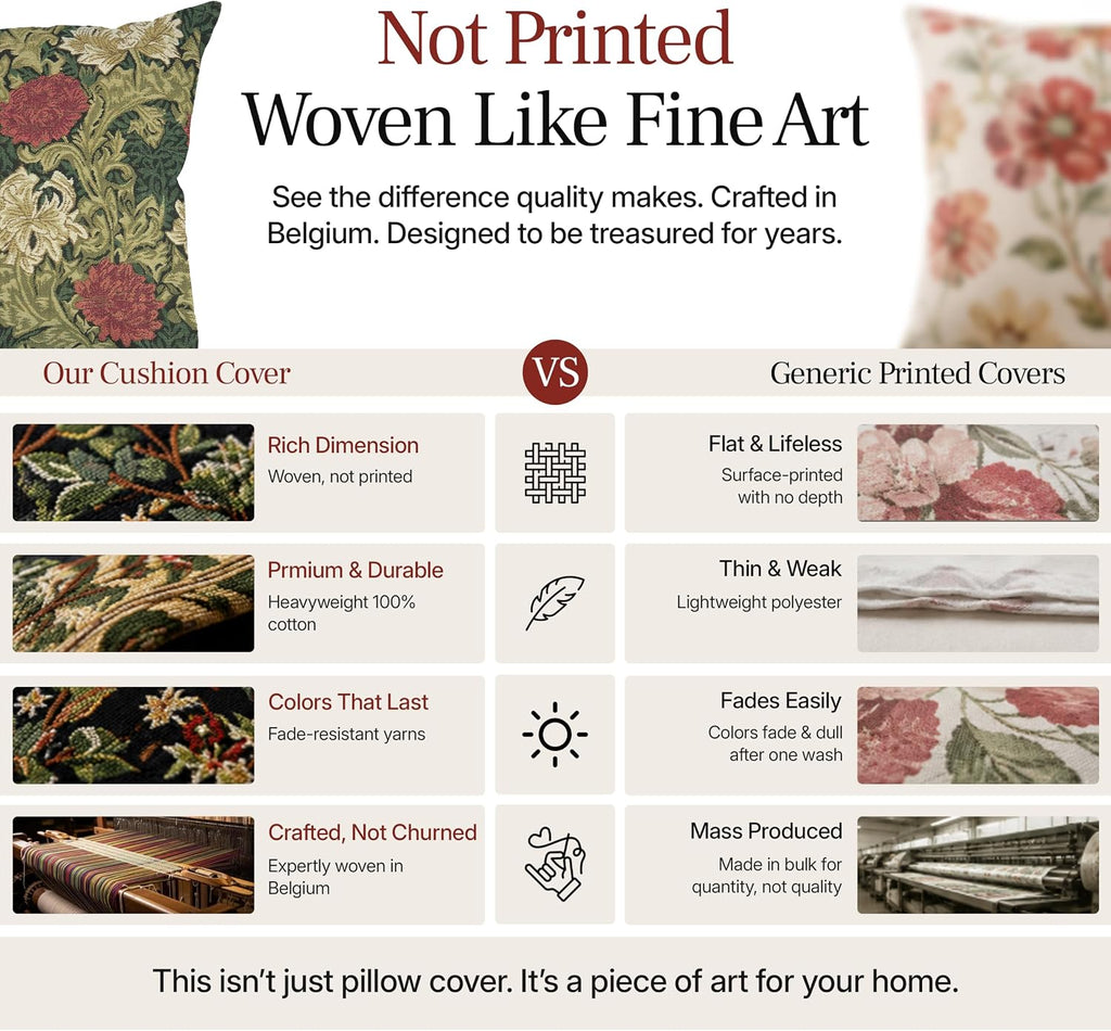 William Morris Chrysanthemum Multi Tapestry Throw Pillow Cover 16 x 16 in