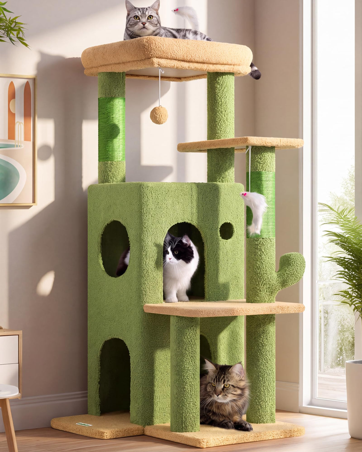 Globlazer Cat Tree Tower for Indoor Cats Large Adult, FC50, Light Grey