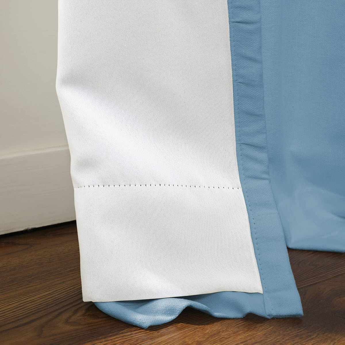 ChadMade Pinch Pleated Pure Cotton Duck Curtain Blackout Blue Drape Extra Wide Curtain Plain Weave with Blackout Lining 100Wx84L (1 Panel), BOZI Collection