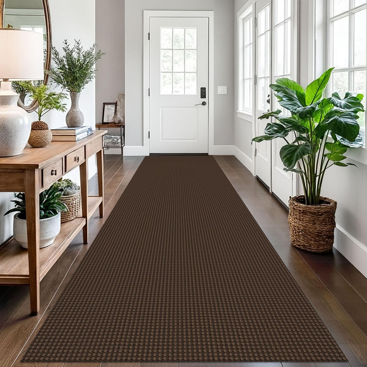 EARTHALL Woven Area Rugs 6x9 Ft Washable Living Room Rugs Non Slip Rubber Backed Dining Room Rug Braided Bedroom Rugs Indoor Floor Carpet for Living Room, Bedroom, Dining Room, Beige/Ivory