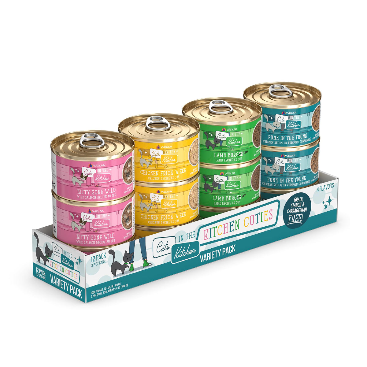 Weruva Cats in the Kitchen, Kitchen Cuties Variety Pack, Wet Cat Food, 6oz Cans (Pack of 24)