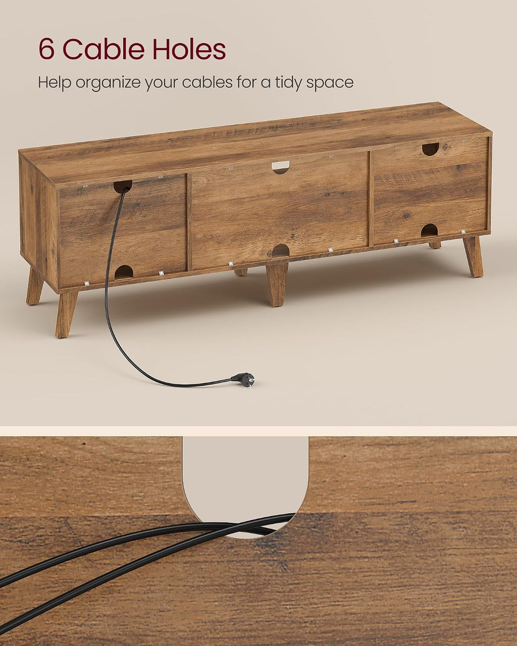VASAGLE TV Stand for 65'' TV, Entertainment Center with Adjustable Shelf
