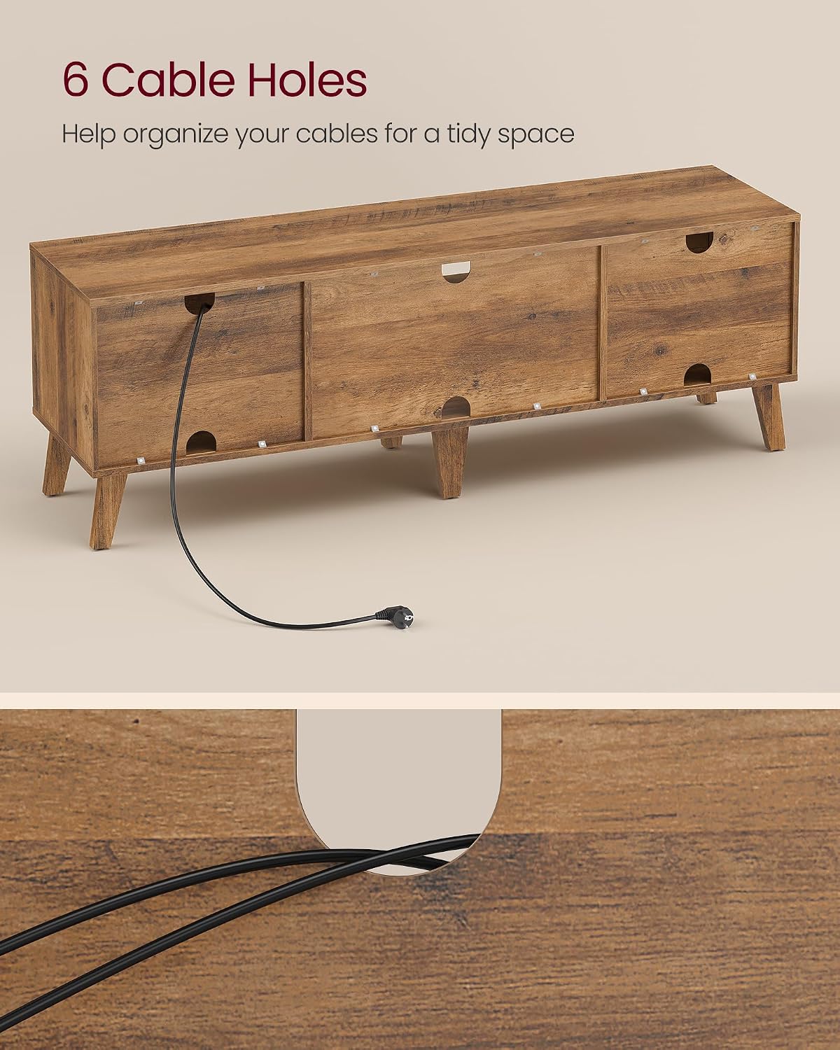 VASAGLE TV Stand for 65'' TV, Entertainment Center with Adjustable Shelf