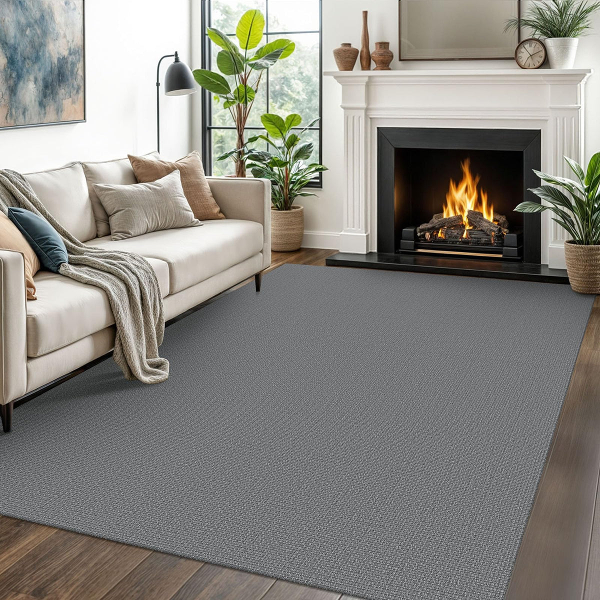 EARTHALL Washable Area Rug, Non Slip Living Room Rug, 5x7 Ft, Sand/Beige