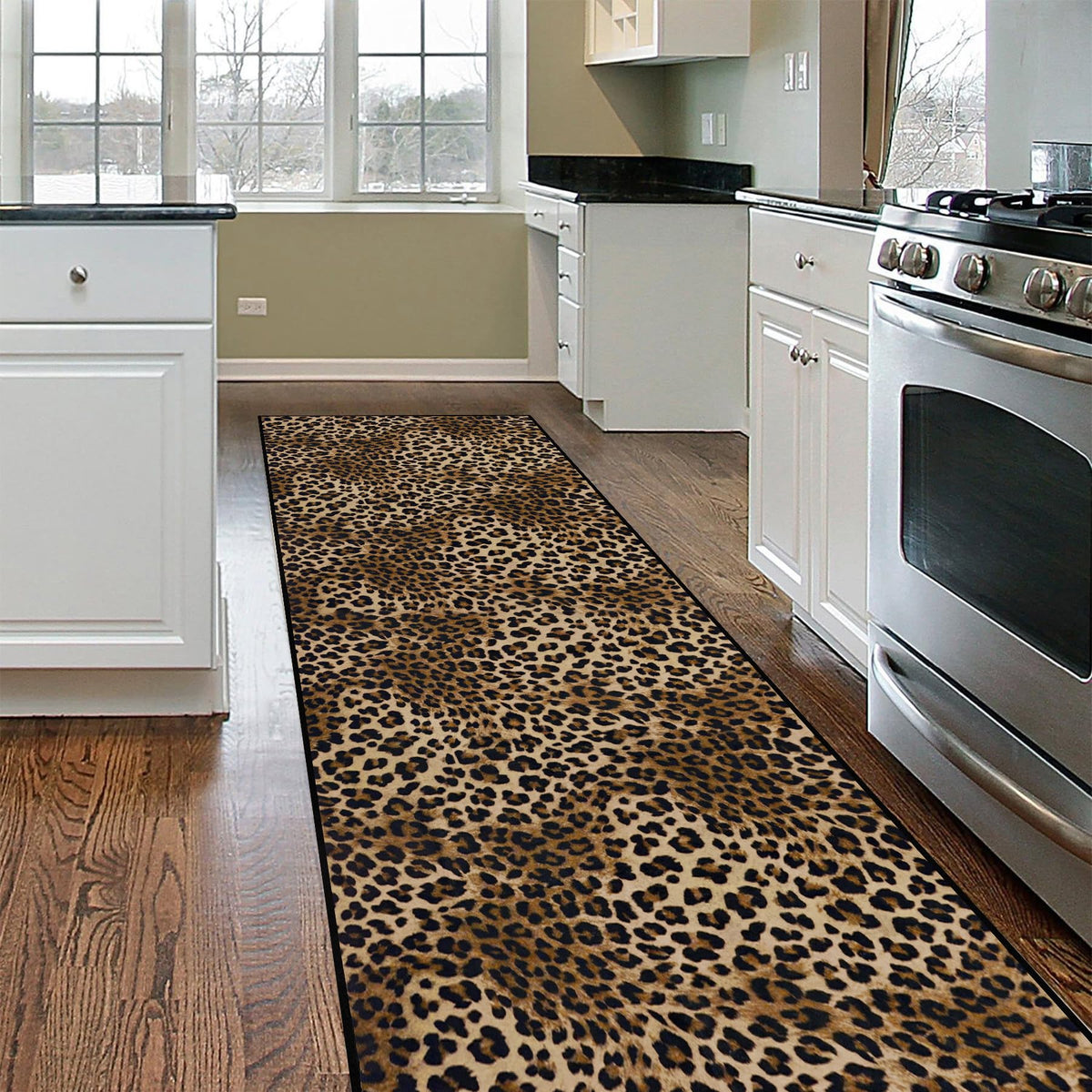 Leopard Rug 5x7 Washable Animal Print Rug Living Room Large Carpet Soft Non-Slip, Non-Shedding Brown Carpet for Office Dormitory Bedroom