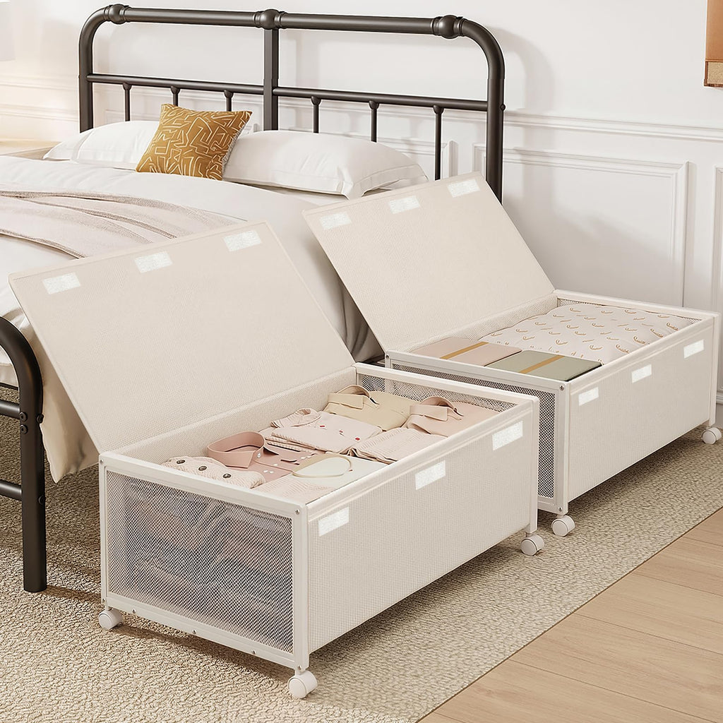Fokyfok 2Pack Under Bed Storage Containers,16 inch Height,31 inch Long