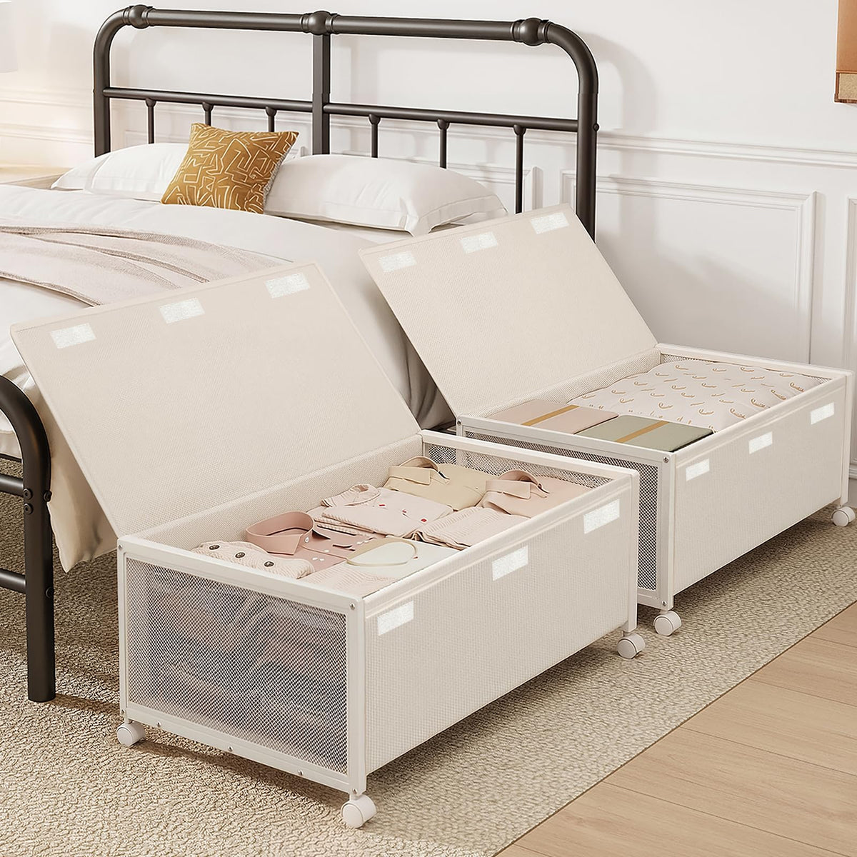 Fokyfok 2Pack Under Bed Storage Containers,16 inch Height,31 inch Long