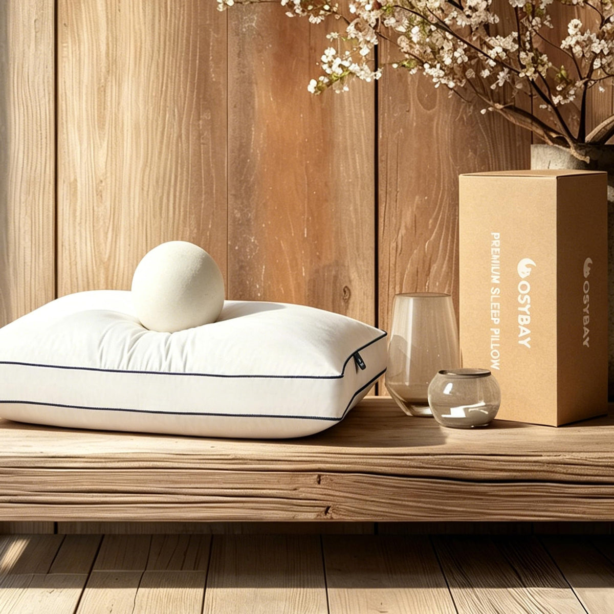 Goose Feather and Down Pillows Queen Size Set of 2, Luxury Bed Pillows