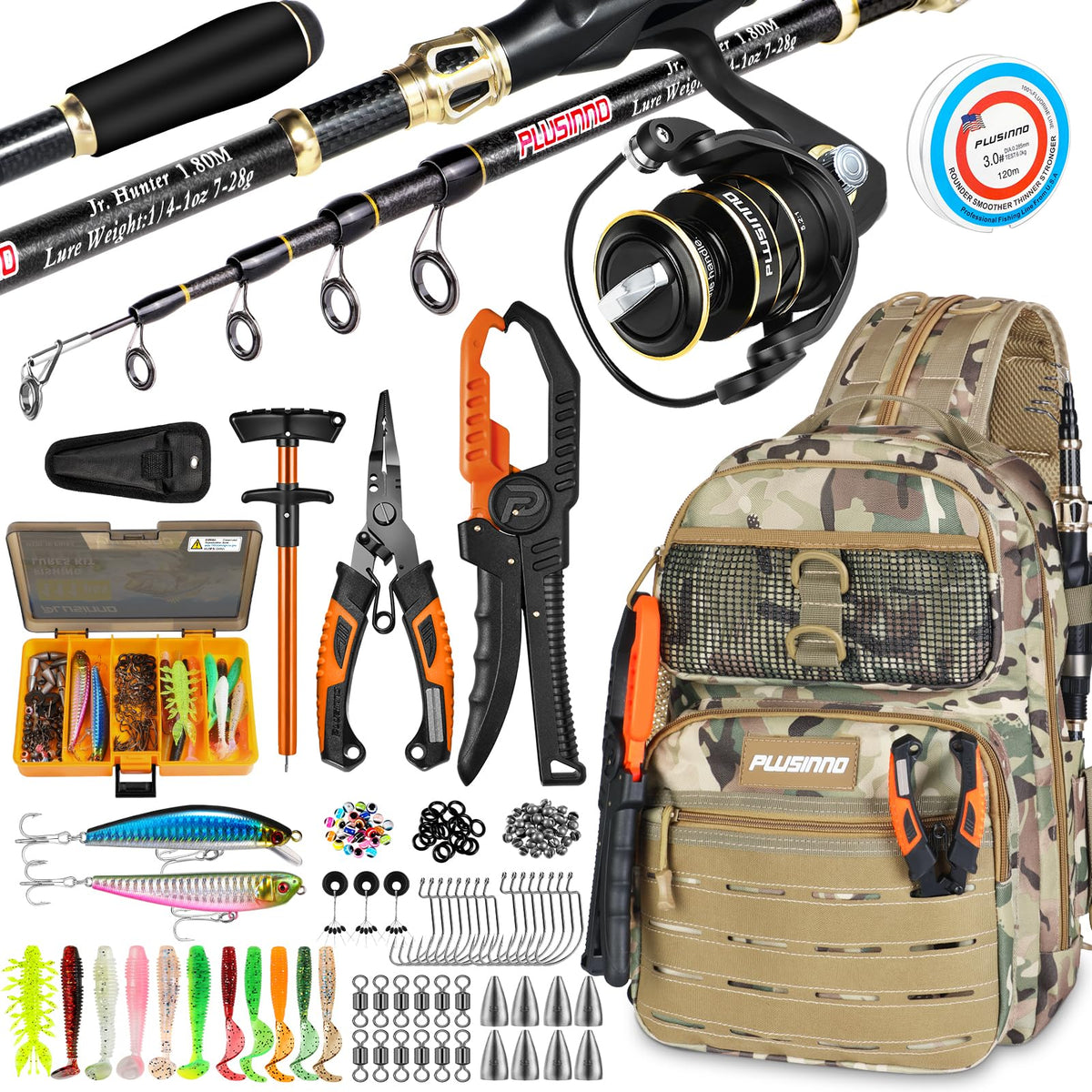 PLUSINNO Fishing Gear, Fishing Backpack with Tackle Box, Tackle Backpack